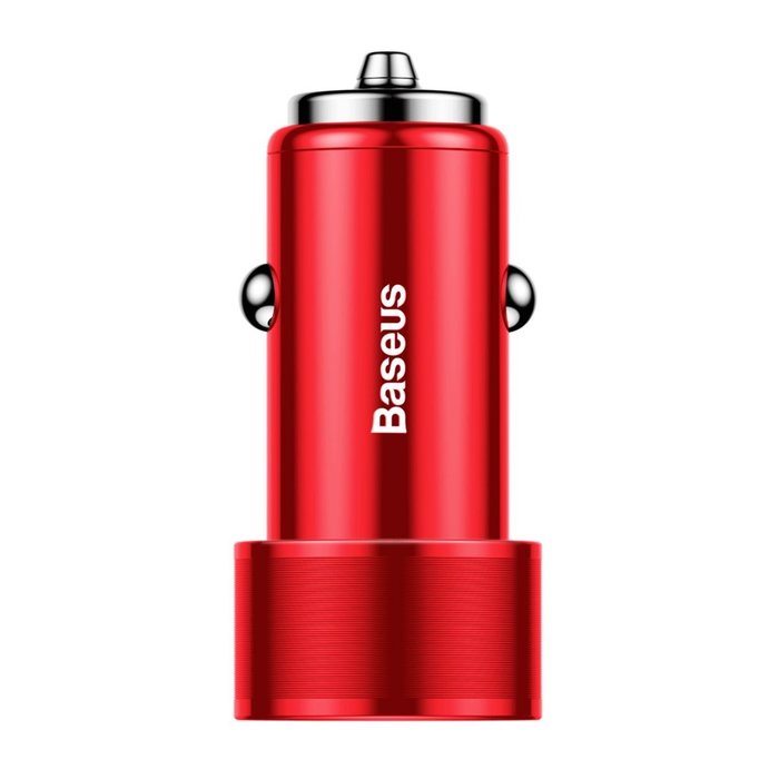 Автомобильная зарядка Baseus Small Screw Dual USB Quick Charge 36W Красная - Изображение 43558