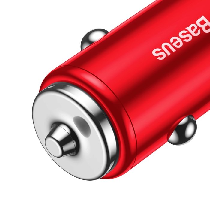 Автомобильная зарядка Baseus Small Screw Dual USB Quick Charge 36W Красная - Изображение 43564