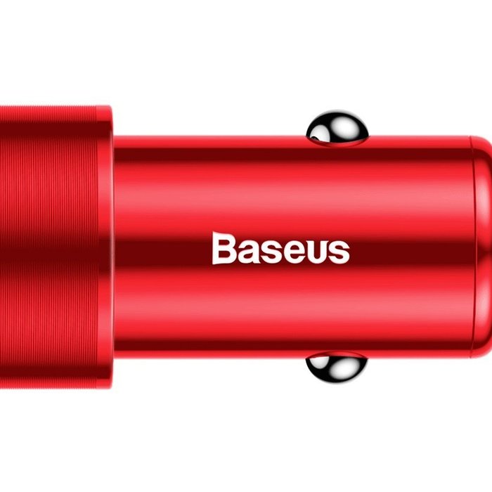 Автомобильная зарядка Baseus Small Screw Dual USB Quick Charge 36W Красная - Изображение 43570