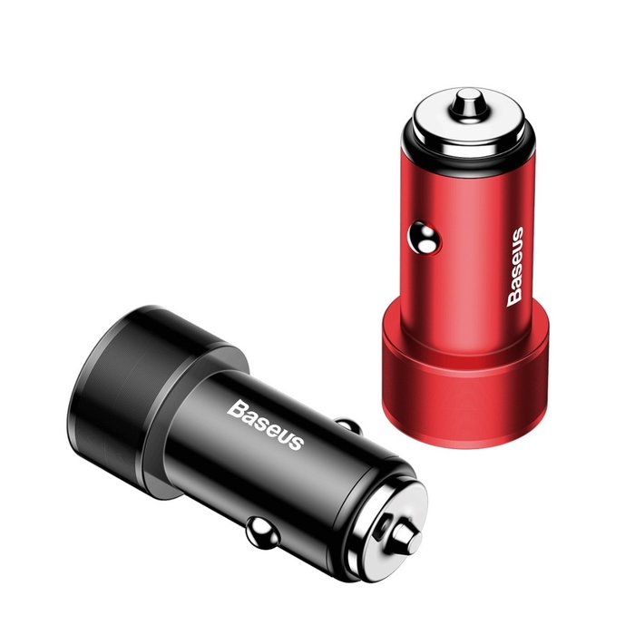Автомобильная зарядка Baseus Small Screw Dual USB Quick Charge 36W Красная - Изображение 43576