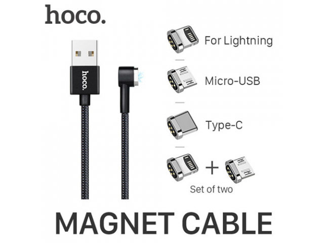 Магнитный кабель Hoco Magnetic Adsorption U20 Micro-USB 1м Черный - Изображение 43672