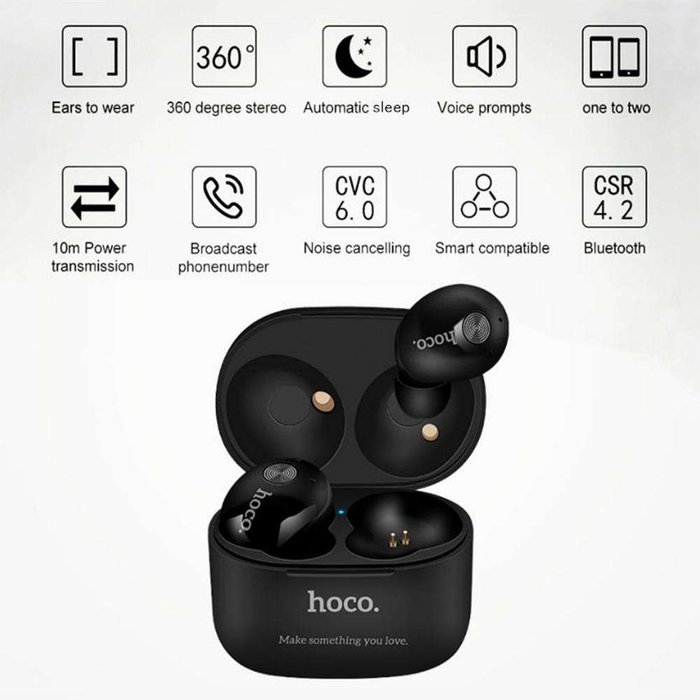 Беспроводные вакуумные Bluetooth наушники с микрофоном Hoco ES10 Черные - Изображение 43704