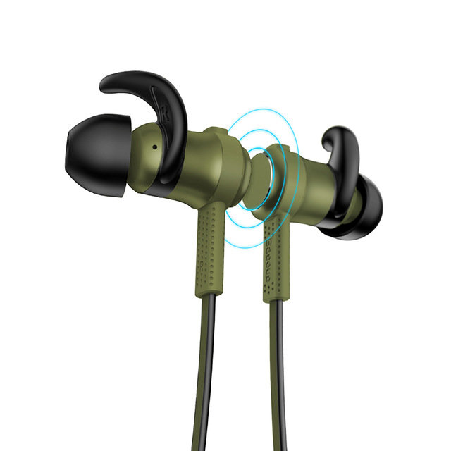 Беспроводные вакуумные Bluetooth наушники для спорта с микрофоном Baseus Encok S01 Зеленые - Изображение 43726