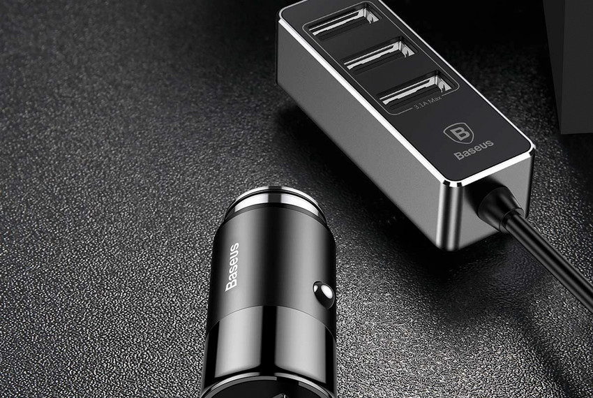 Автомобильная зарядка Baseus Enjoy Together Car Charger 4 USB 5.5A Черная