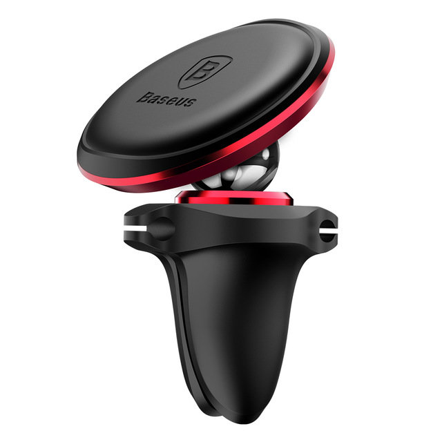 Автомобильный держатель для телефона Baseus Magnetic Air Vent Car Mount Holder with Cable Clip Красный - Изображение 44082