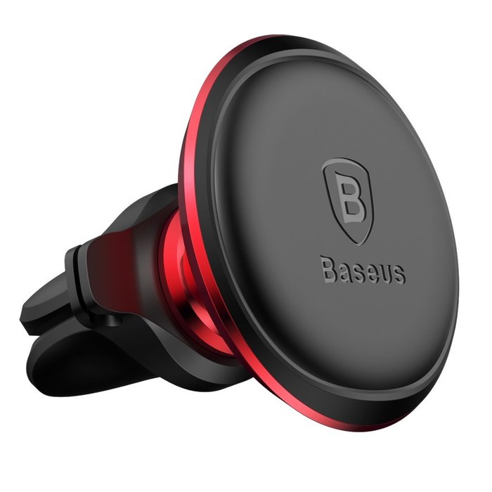 Автомобильный держатель для телефона Baseus Magnetic Air Vent Car Mount Holder with Cable Clip Красный - Изображение 44088