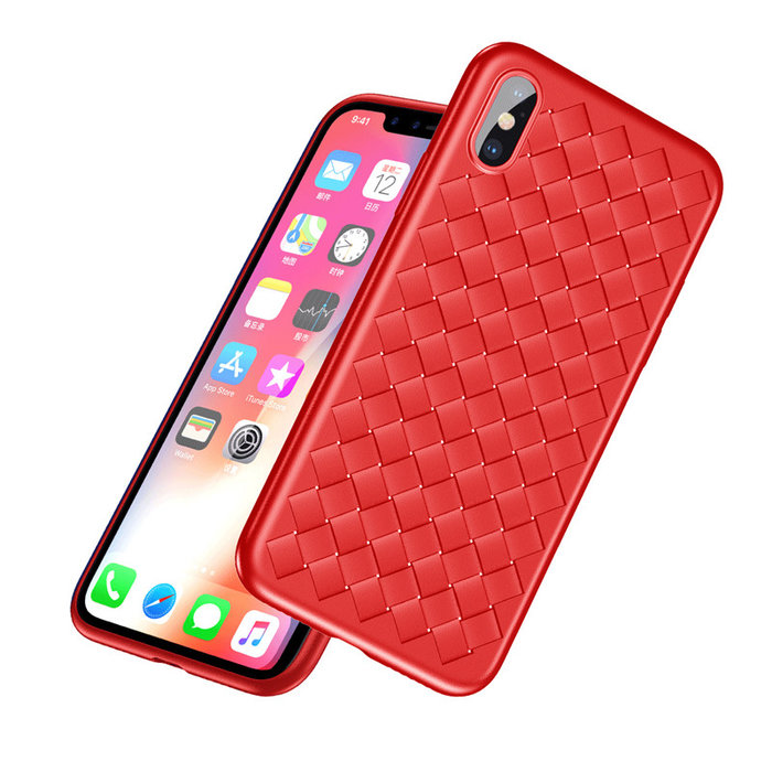 Чехол накладка Baseus BV Weaving Case для iPhone X Красный - Изображение 44284