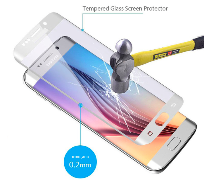 Стекло защитное для Samsung Galaxy S7 Edge Белое - Изображение 9243