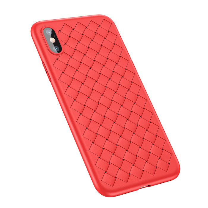 Чехол накладка Baseus BV Weaving Case для iPhone X Красный - Изображение 44290