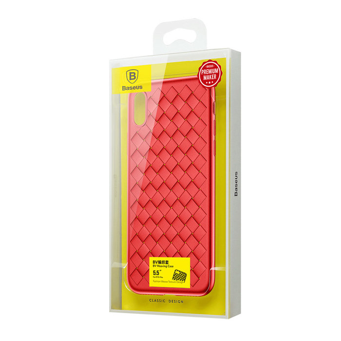 Чехол накладка Baseus BV Weaving Case для iPhone X Красный - Изображение 44294