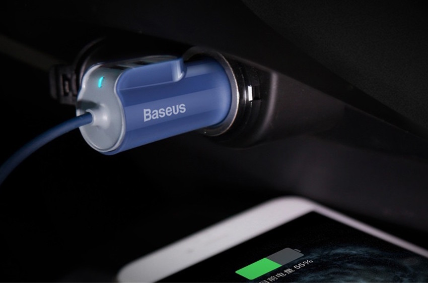Автомобилная зарядка для iPhone Baseus Multi Car Charger 2USB + Lightning 5.5A Черная