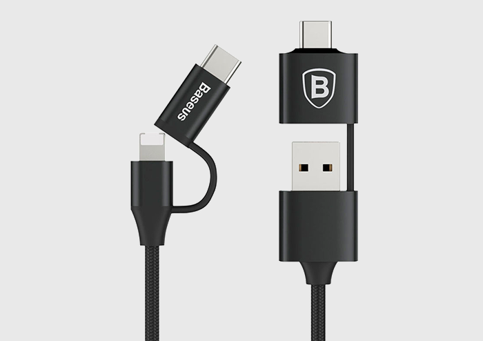 Кабель Baseus Multifunctional 5 в 1 Lightning + Micro-USB + Type-C 1м Черный - Изображение 59245
