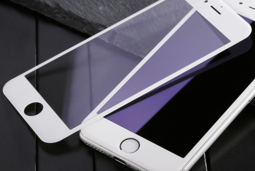 Защитное стекло с силиконовыми краями Baseus Anti-bluelight для iPhone 7 Plus Белое