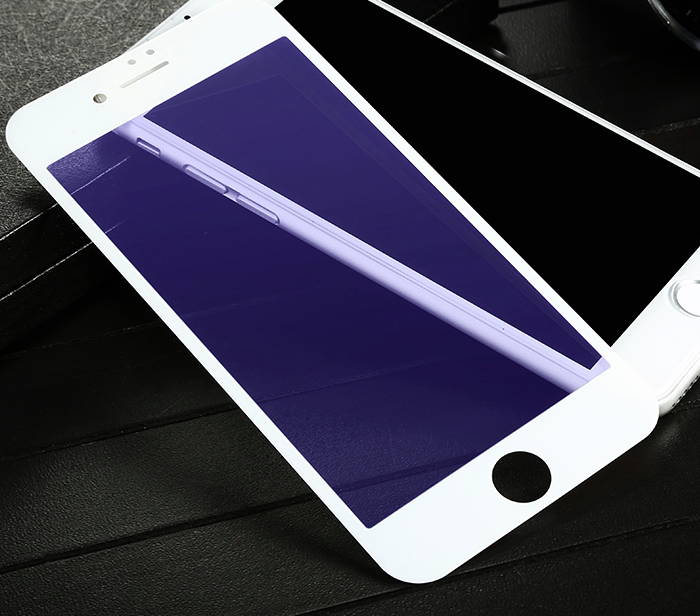 Защитное стекло с силиконовыми краями Baseus Anti-bluelight для iPhone 7 Белое - Изображение 59491