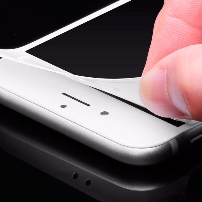 Защитное стекло с силиконовыми краями Baseus Pet для iPhone 7 / 8 Белое - Изображение 59493