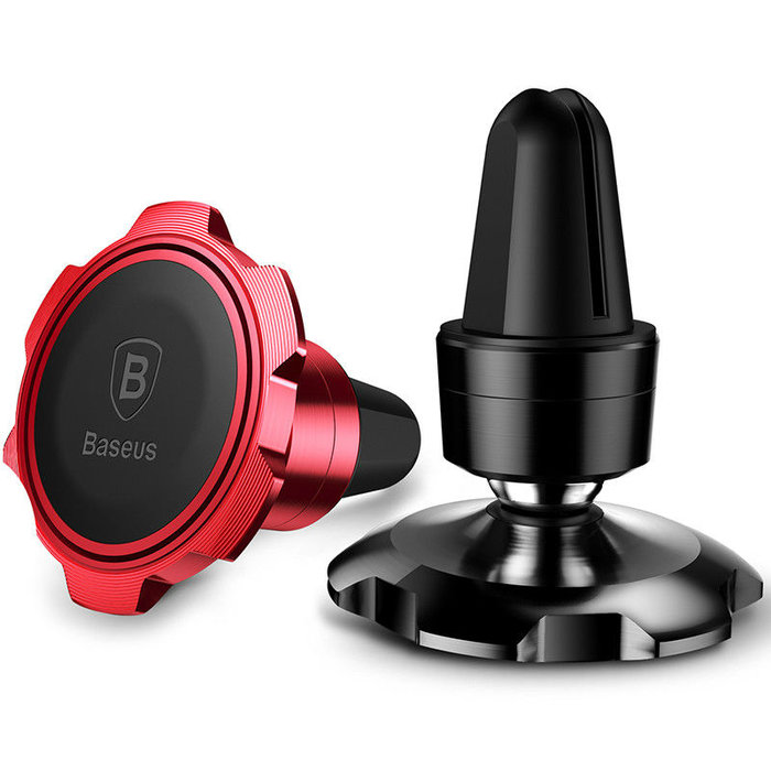 Автомобильный держатель для телефона Baseus Gyro Magnet Air Vent Car Mount Красный - Изображение 59639