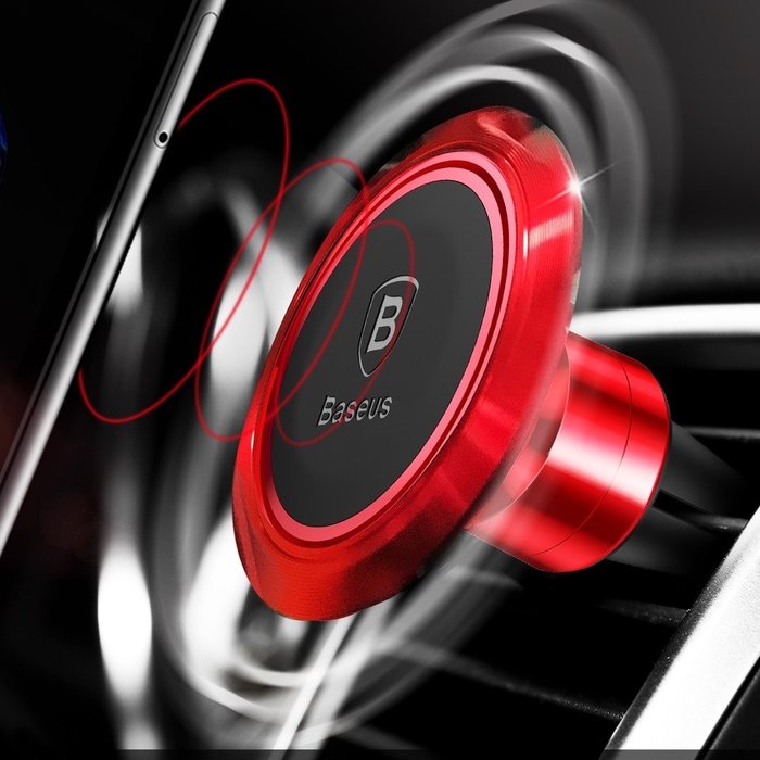 Автомобильный держатель для телефона Baseus Gyro Magnet Air Vent Car Mount Красный - Изображение 59649