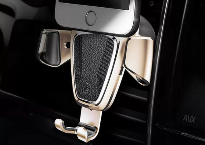Автомобильный держатель для телефона Baseus Car Gravity Mount Leather Золотой