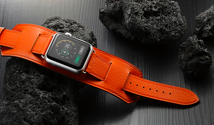 Ремешок кожаный HM Style Cuff для Apple Watch 2 / 1 (42mm) Оранжевый