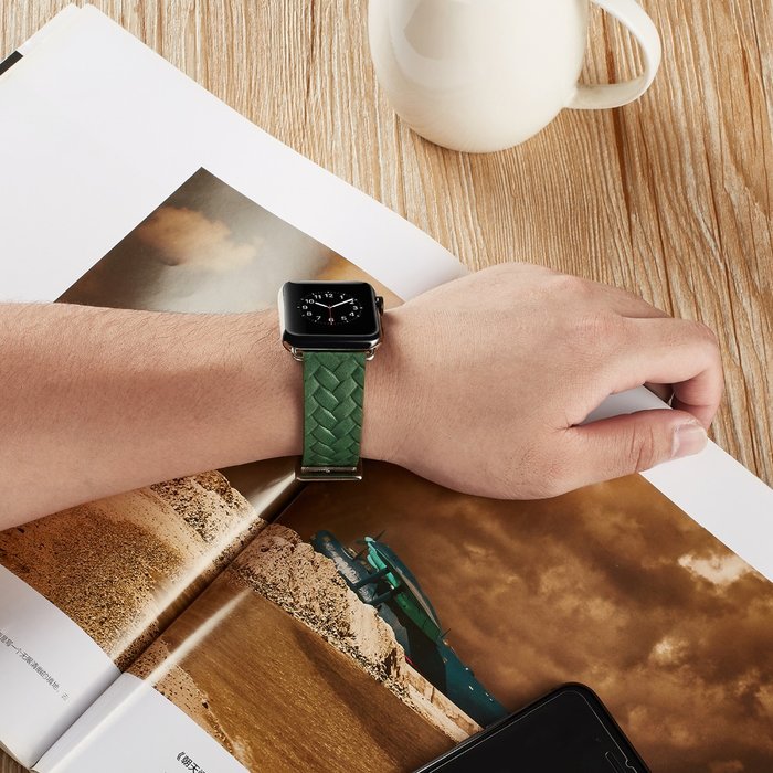 Кожаный ремешок Genuine Leather для Apple Watch 1 / 2 / 3 (38мм) Зеленый - Изображение 59749