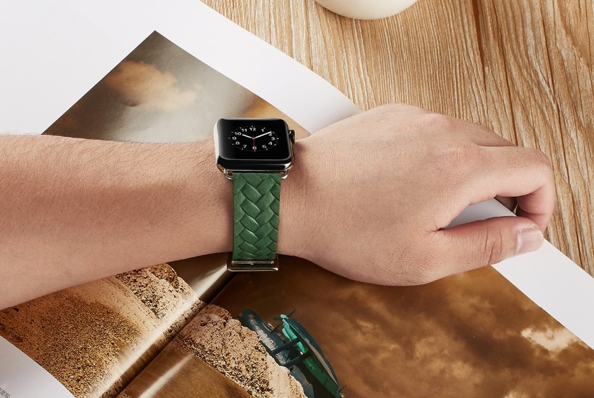 Кожаный ремешок Genuine Leather для Apple Watch 1 / 2 / 3 (38мм) Зеленый