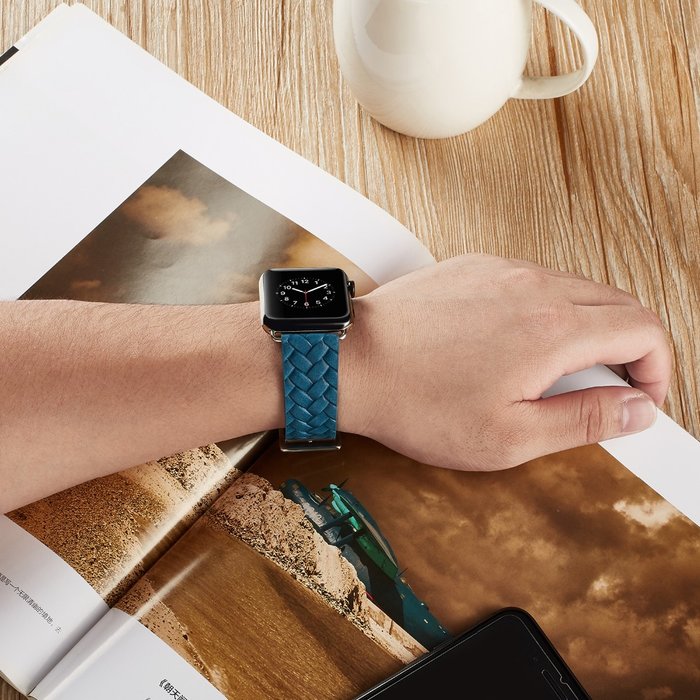 Кожаный ремешок Genuine Leather для Apple Watch 1 / 2 / 3 (38мм) Голубой - Изображение 59751