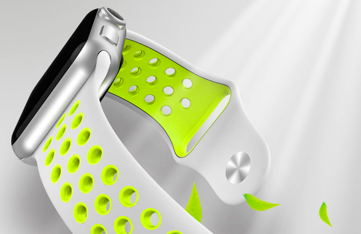 Ремешок спортивный Dot Style для Apple Watch 38mm Серо-Желтый