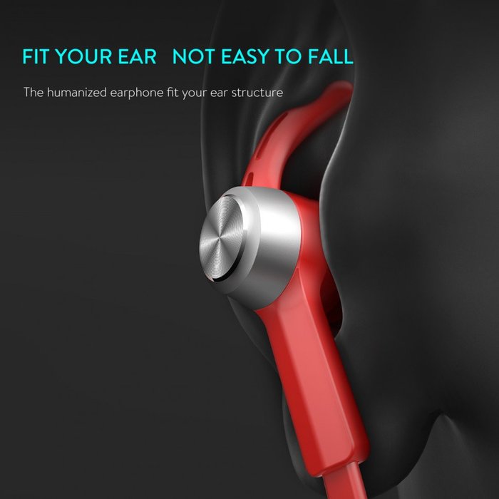 Беспроводные вакуумные Bluetooth наушники для спорта с микрофоном Baseus Encok S06 - Красные - Изображение 9493