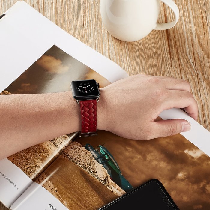 Кожаный ремешок Genuine Leather для Apple Watch 1 / 2 / 3 (42мм) Красный - Изображение 59855