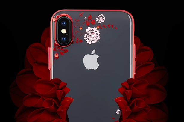 Чехол накладка Swarovski Kingxbar Flora Series для iPhone X Красный - Изображение 59977