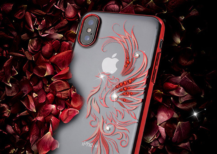 Чехол накладка Swarovski Kingxbar Phoenix Series для iPhone X Красный - Изображение 59981