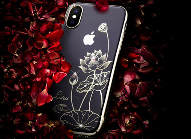 Чехол накладка Swarovski Kingxbar Elegant Series для iPhone X Lotus Золото - Изображение 59989