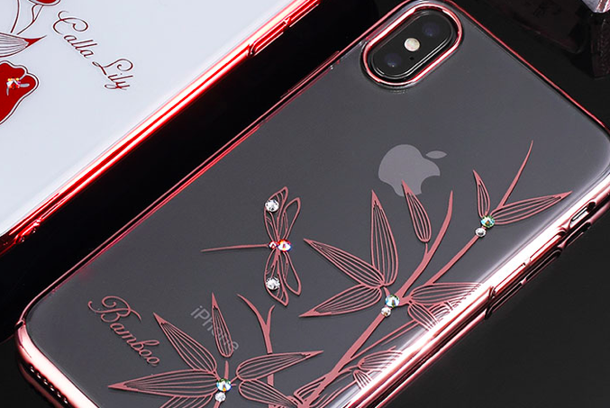 Чехол накладка Swarovski Kingxbar Elegant Series для iPhone X Bamboo Розовый