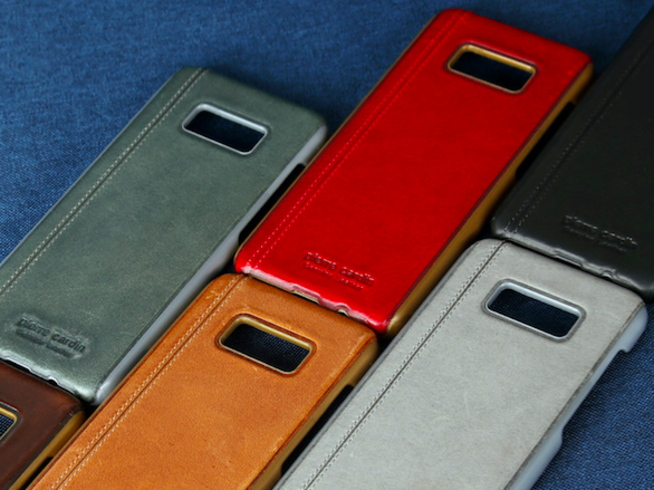 Кожаный чехол накладка Pierre Cardin для Samsung Galaxy S8 Темно коричневый