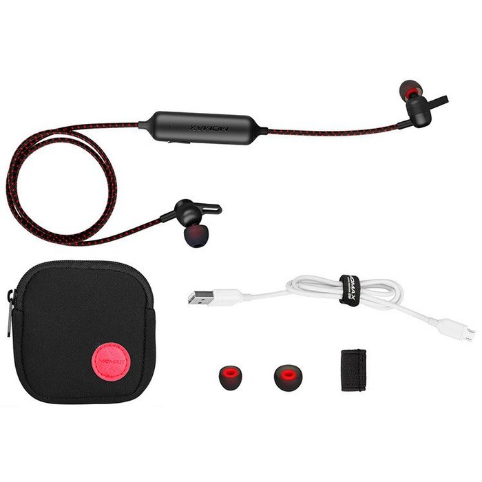 Беспроводные вакуумные Bluetooth наушники для спорта с микрофоном Momax Wave Magnetic Черные - Изображение 10069