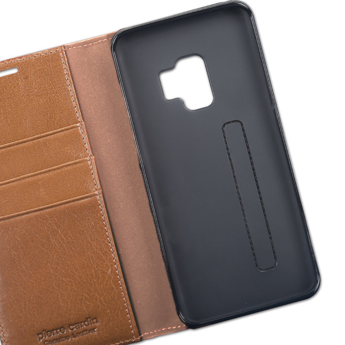 Кожаный чехол книжка Pierre Cardin для Samsung Galaxy S9 Коричневый - Изображение 60393