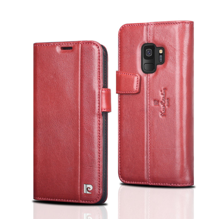 Кожаный чехол книжка Pierre Cardin для Samsung Galaxy S9 Plus Красный - Изображение 60445
