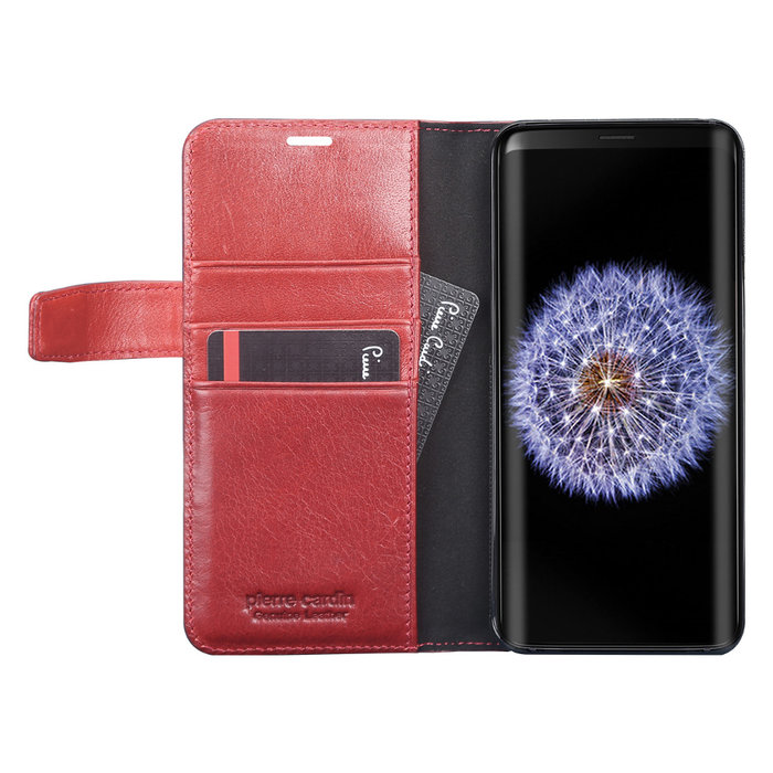 Кожаный чехол книжка Pierre Cardin для Samsung Galaxy S9 Plus Красный - Изображение 60447