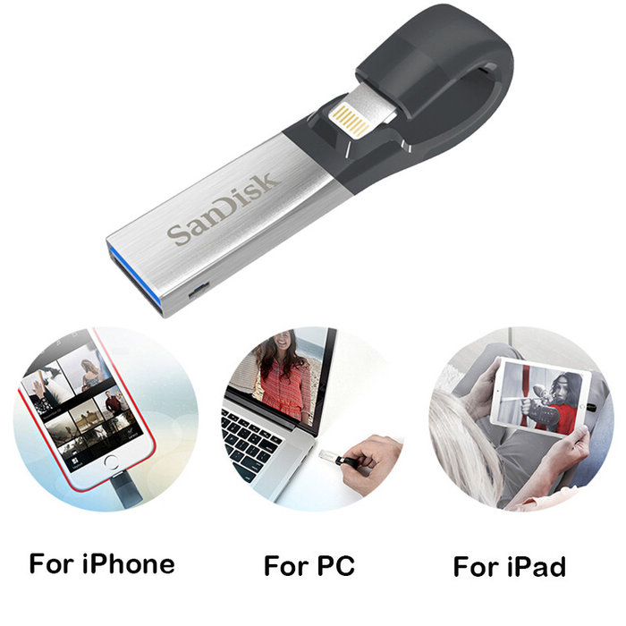 Флешка для телефона iPhone SanDisk iXpand Flash Drive USB Lightning 32GB Серебро - Изображение 60697