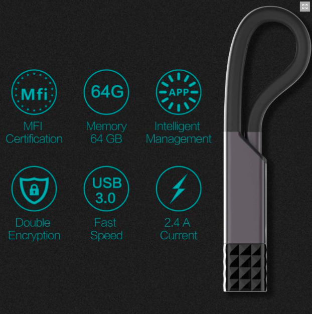 Флешка для телефона iPhone Devia Explorer MFI USB Lightning 64Gb Черная - Изображение 60739