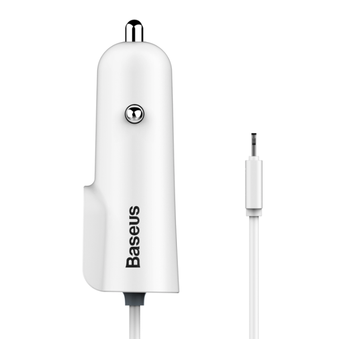 Автомобилная зарядка для iPhone Baseus Multi Car Charger 2USB + Lightning 5.5A Белая - Изображение 61093