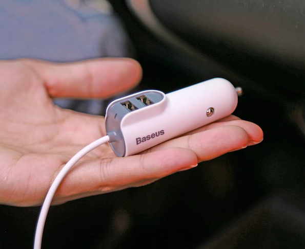 Автомобилная зарядка для iPhone Baseus Multi Car Charger 2USB + Lightning 5.5A Белая - Изображение 61107