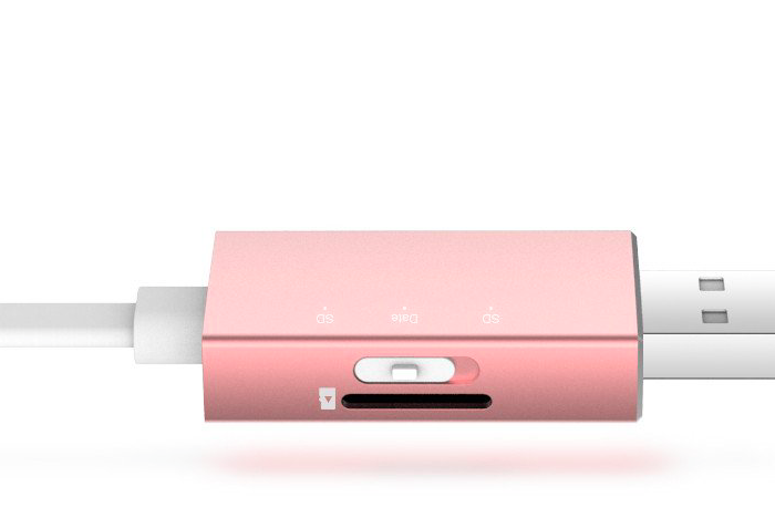 Кабель с карт-ридером Rock Space micro-USB OTG Розовое золото - Изображение 10279