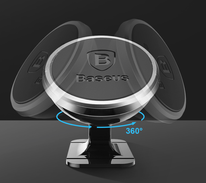 Автомобильный держатель для телефона Baseus Rotation Magnetic 360 Серебро - Изображение 61433