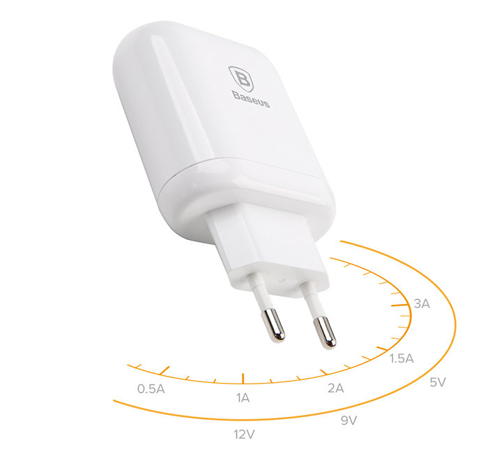 Зарядное устройство для телефона Baseus Bojure Series Dual-USB Белое - Изображение 61559