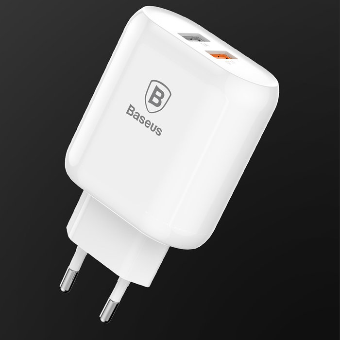 Зарядное устройство для телефона Baseus Bojure Series Dual-USB Белое - Изображение 61565
