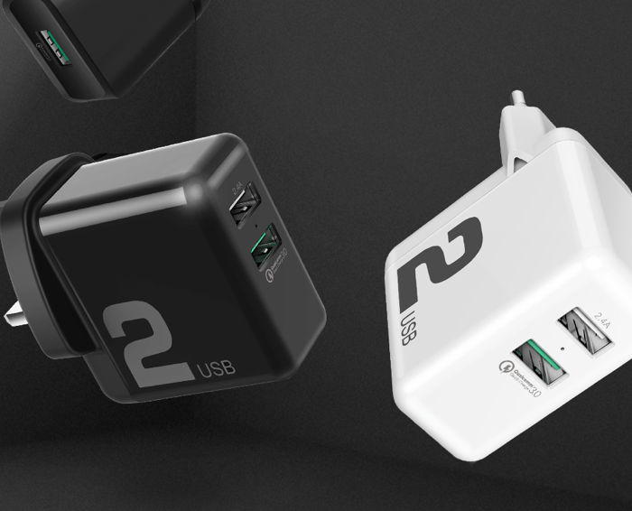 Зарядное устройство для телефона Rock T13 Dual-USB Quick Charge Чёрное - Изображение 61655