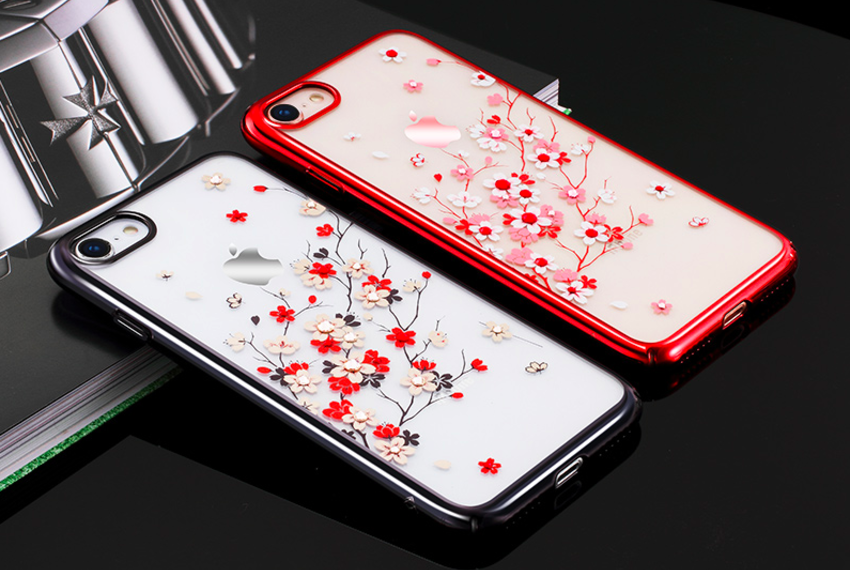 Чехол накладка Swarovski Kingxbar Sakura для iPhone 8 Красный