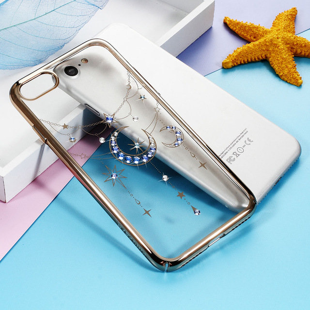 Чехол накладка Swarovski Kingxbar Twinkling Stars Moon Gold для iPhone 8 Золото - Изображение 96351