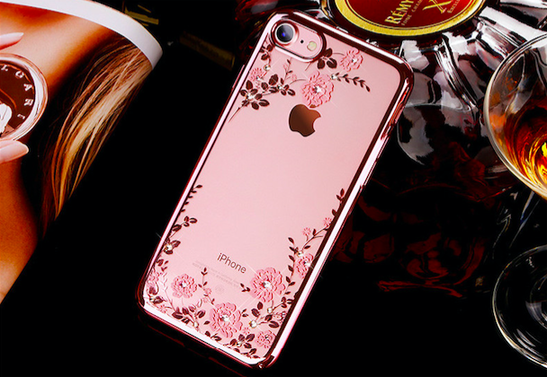 Чехол накладка Swarovski Kingxbar Flora Pink для iPhone 8 Розовое золото - Изображение 96511